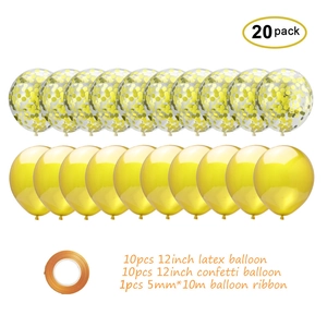 20-piece 12-inch gold confetti and latex balloon set with ribbon for wedding party decor