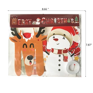 Merry Christmas party decoration set with reindeer and snowman paper banners and adhesive