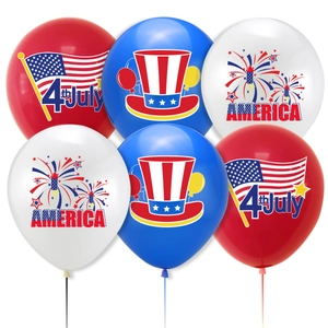 Independence Day balloon set with 4th July American flags and fireworks patterns