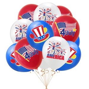 Red white blue Independence Day balloon set with 4th of July stars and stripes prints