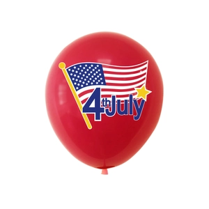 Detail of red latex balloon with 4th July American flag print for Independence Day party