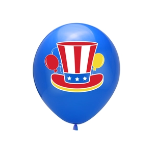 Blue Independence Day latex balloon with Uncle Sam hat print for party decoration