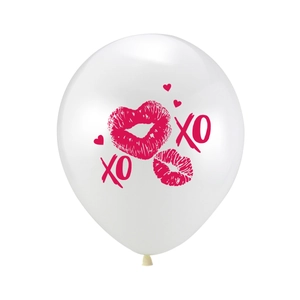 White latex balloon with red lips and XO print for Valentine's Day party decoration