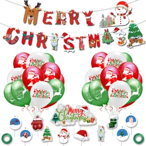 Merry Christmas Party Decoration Banner Latex Balloons Cake Toppers Santa Reindeer Snowman Festive Holiday Supplies