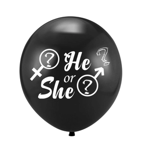 Ballon de révélation de genre 36 pouces noir en latex He or She pour baby shower
