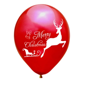 Ballon de Noël rouge en latex de 12 pouces avec renne et imprimé Merry Christmas