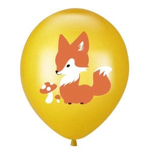 Cartoon jungle animal latex balloon with orange fox and mushroom for forest party decoration