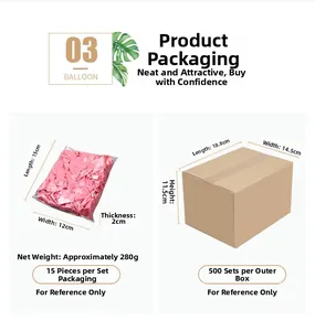 Detailed view of pink baby shower balloon set in transparent retail packaging bags