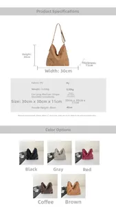 Tabella delle taglie e opzioni colore per la borsa hobo con borchie metalliche chic