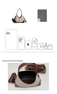 Internal view of litchi pattern hobo bag showing spacious capacity for smartphones