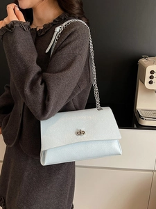 Sac à Bandoulière Rétro en Cuir PU Avec Bandoulière Chaîne Fermoir Tournant Minimaliste Sac sous le Bras Crossbody pour Mode Voyage Quotidien