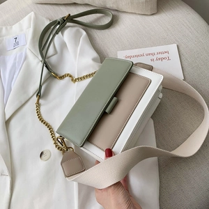 Borsa a Tracolla da Donna in Pelle PU Minimalista Urbana a Blocchi di Colore Con Cuciture a Contrasto Quadrata per Pendolarismo Quotidiano
