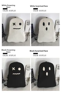 Sac à dos fantôme affichage des couleurs blanc et noir avec des expressions faciales rigolotes