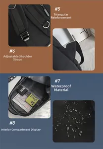 Vue détaillée d'un sac à dos en nylon imperméable avec bretelles renforcées et compartiment