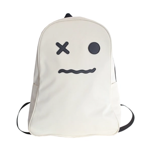 Sac à dos fantôme insolite en cuir PU blanc crème avec des bretelles noires