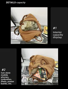 Detail showing spacious main compartment of the canvas backpack with daily essentials storage