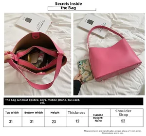 Detailed size chart and capacity display for the large pink tote bag showing internal space