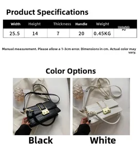 Detailed size specifications for the crocodile pattern PU leather crossbody bag