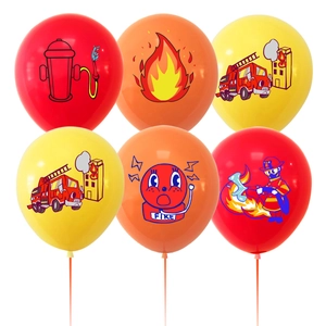 Firefighter Theme Birthday Party Balloons 12 Latex Balloons With Fire Truck Hydrant Patterns For Kids Birthday Party Decor