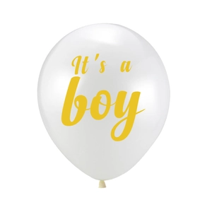 Ballon en latex blanc 12 pouces avec imprimé It's a Boy jaune pour fête prénatale