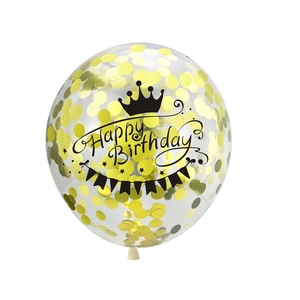 Ballon d'anniversaire transparent 12 pouces avec confettis dorés et motif couronne