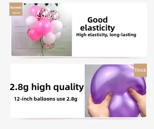 Close-up of 12-inch 2.8g latex balloons set showing high elasticity and durable material
