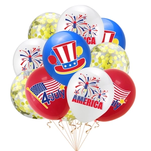 4th of July party decoration set with red, white, and blue American flag latex balloons