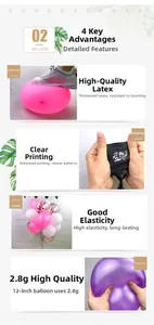 Detailed view of 12-inch 2.8g thick latex balloons with He or She print for parties