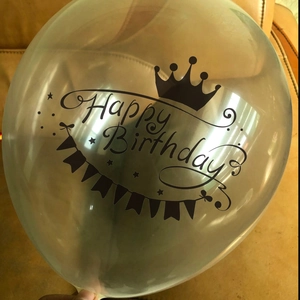 Ballon d'anniversaire transparent en latex 12 pouces avec motif couronne noire