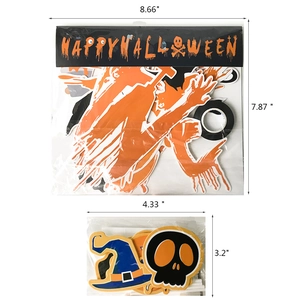 Halloween party decoration set with Happy Halloween banner and themed paper card cutouts