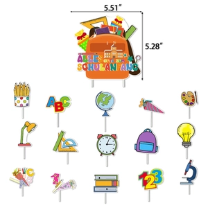 Décoration Gâteau Rentrée Scolaire avec Motif Sac à Dos et Fournitures Scolaires