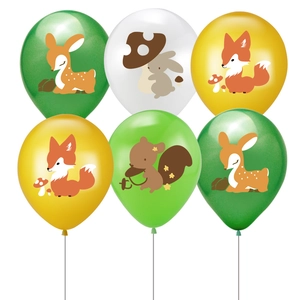 Forest animal latex balloon set with fox and squirrel patterns for jungle birthday party