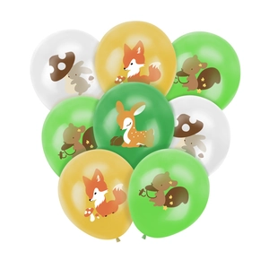 Forest animal latex balloon set featuring fox, squirrel, and deer for party decoration