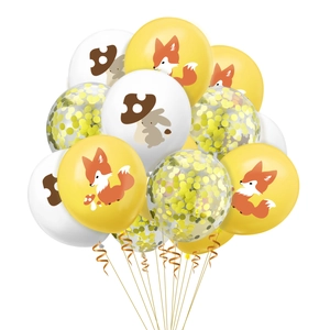 Forest animal latex balloon set with fox and squirrel prints for birthday party decor