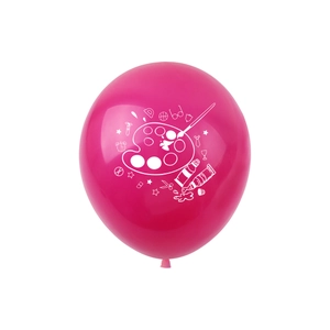 Ballon en latex rose avec motifs artistiques blancs de palette et pinceau de fête
