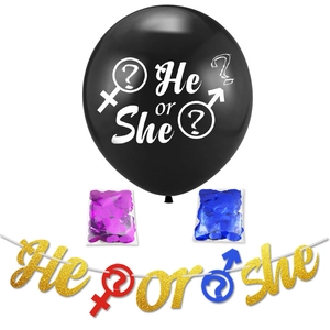 Grand Ensemble de Ballons pour Fête Gender Reveal Ballon en Latex Noir Avec Bannière Pailletée Or Confettis Rose Bleu
