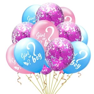 Set palloncini festa rivelazione genere rosa blu e paillettes con testo Girl or Boy