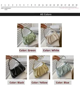 Comparison view of pleated cloud bags in green, white, black, yellow and blue colors