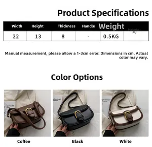 Detailed size specifications and material view of the vintage PU saddle bag for women