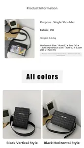 Detailed comparison of crocodile pattern PU leather crossbody bags in vertical and horizontal styles