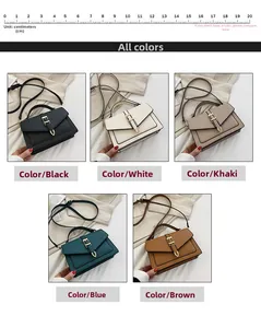 Detailed grid view of stylish crossbody square bags in five elegant matte leather colors