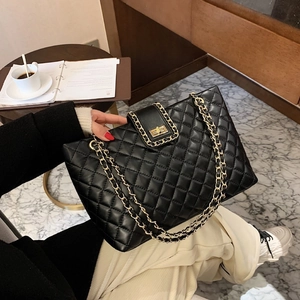 Borsa Tote Trapuntata Elegante da Donna Moda in Pelle PU con Catena Borsa a Spalla Grande Capacità Tracolla a Rombi