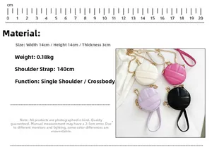 Détails de taille pour sac rond matelassé avec chaîne de 14cm et bandoulière de 140cm