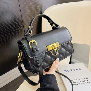 Damen Gesteppte Schultertasche Rautenmuster PU-Leder Retro Quadratische Umhängetasche Goldenem Schloss Elegante Handtasche Vielseitige Geldbörse