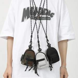 Porte-monnaie Unisexe en Tissu Oxford Forme Mini Sac à Dos Sac Suspendu au Cou pour Écouteurs Clés Style Hip Hop Décontracté
