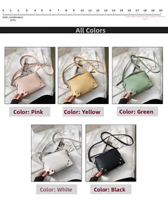 Multiple colors of rivet crossbody bags shown with scale ruler for size reference