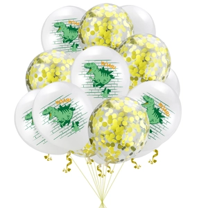 12-inch dinosaur party balloon set with confetti and Roar printed latex balloons