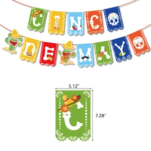 Cinco De Mayo Banner Set mit mexikanischen Symbolen und Größenangaben für die Party