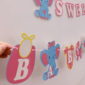 Bannière et ballons thème éléphant It's a Girl pour décorations de fête prénatale