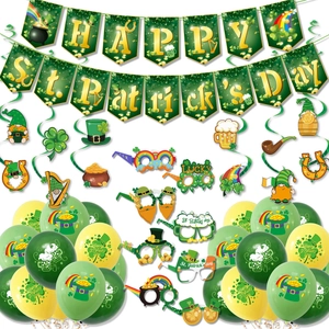 St. Patricks Day Party Dekoration Kleeblatt Kobold Banner Latex Ballons Spiral Hängende Ornamente Irische Festival Feier Dekor